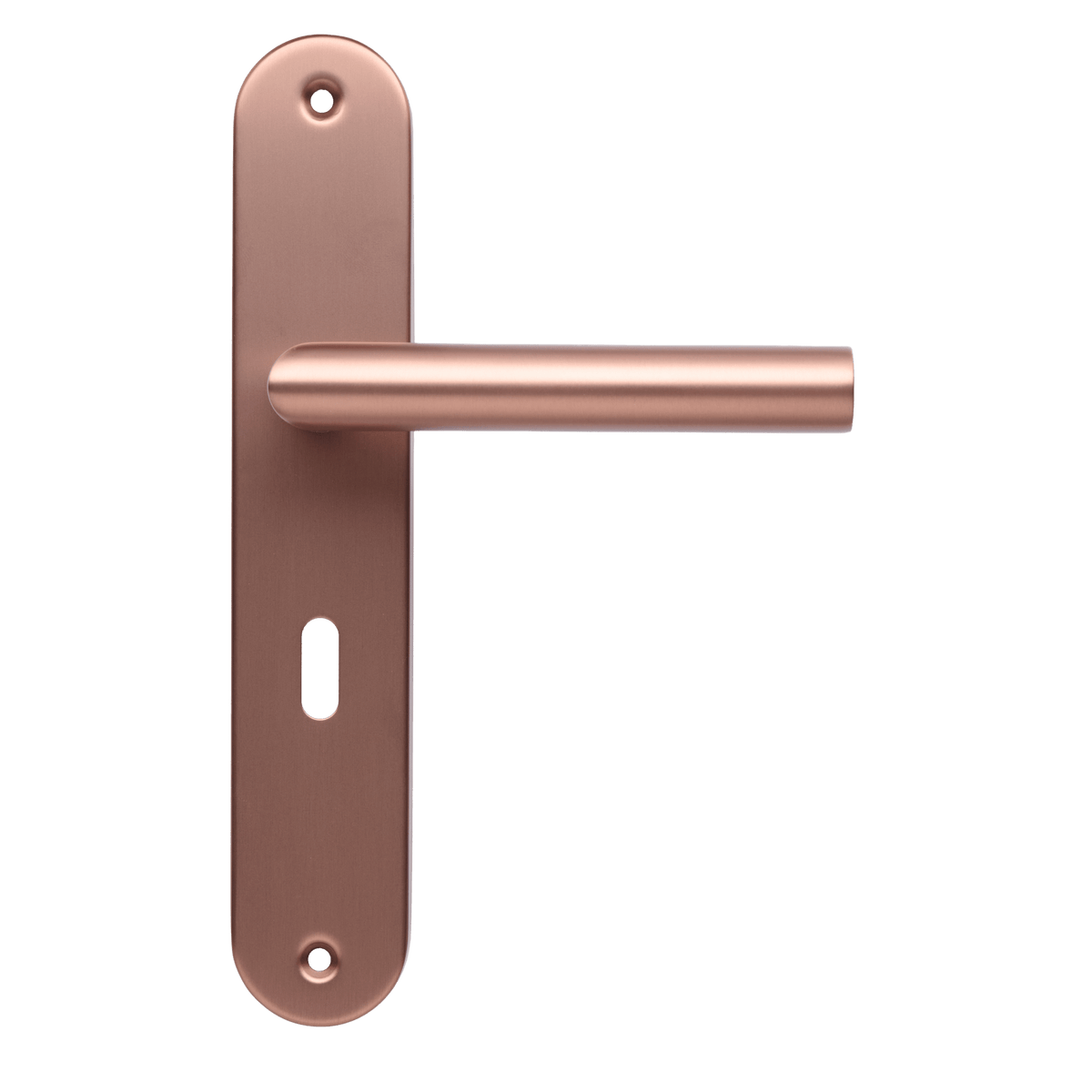Deurklink Ferrano in koper met sleutelgat 56 mm