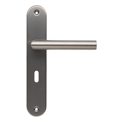 Deurklink Torino in gun metal met sleutelgat 56 mm