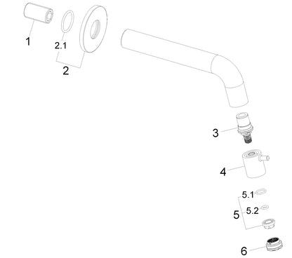Sophia fonteinkraan inkortbaar met muurbevestiging 1/2" geborsteld messing