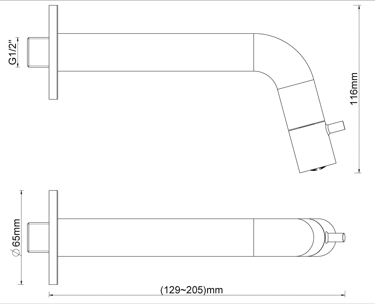 Sophia fonteinkraan inkortbaar met muurbevestiging 1/2" geborsteld messing