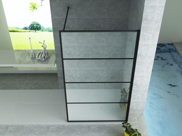 Aloni Inloopdouche | 140X200cm | Mat Zwart | Helder Glas - WDtegels
