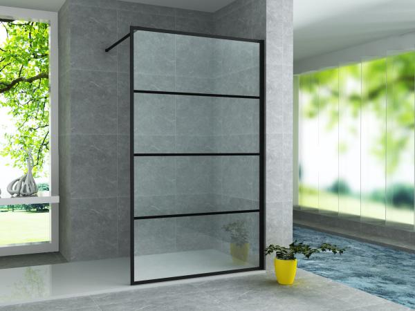 Aloni Walk-in Shower | 90x200cm | Matt Black | Clear Glass