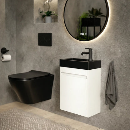 Toiletmeubel Elen - 40cm - Wit - Wastafel Zwart - WDtegels
