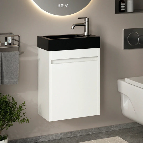 Toilet furniture Elen - 40cm - White - Black washbasin