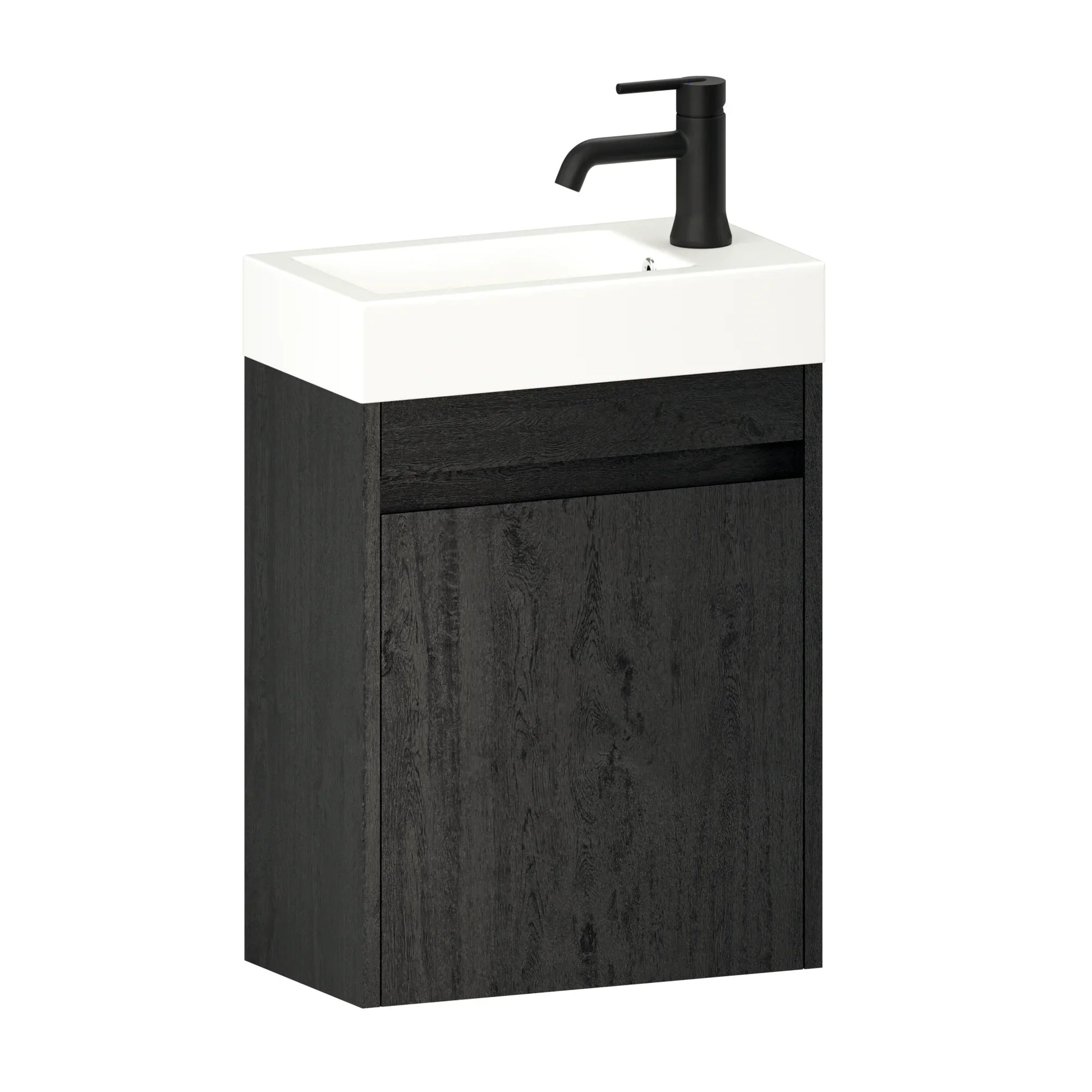 Toiletmeubel Vivo - 40cm - Zwart Eiken - Wastafel Wit - WDtegels