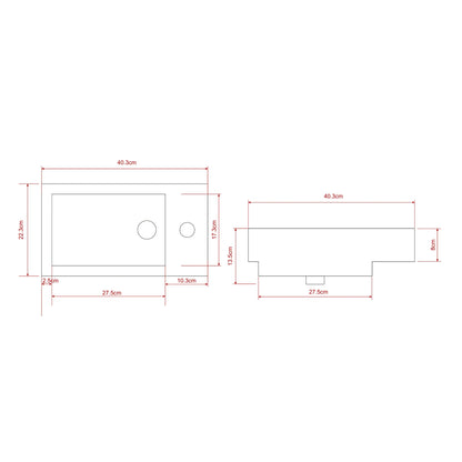 Toiletmeubel Elen - 40cm - Wit - Wastafel Zwart - WDtegels