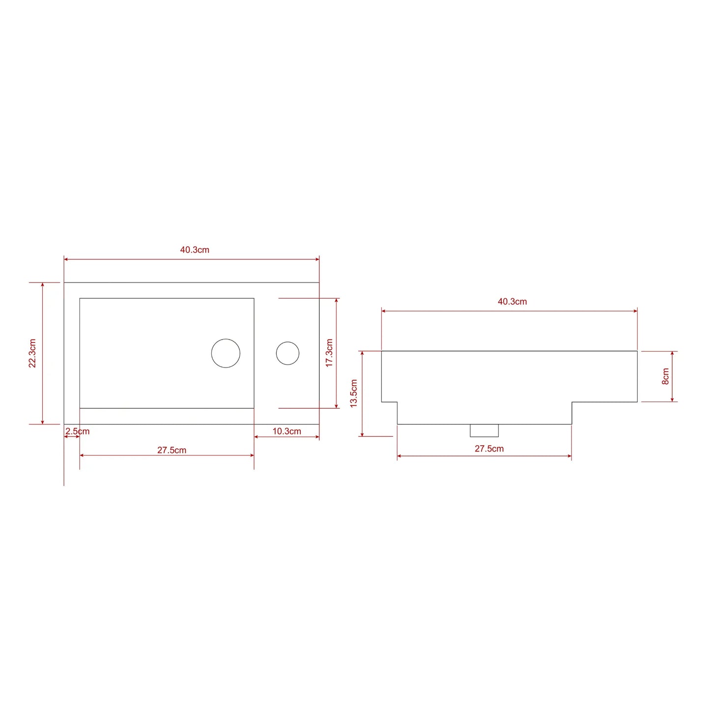 Toiletmeubel Vivo - 40cm - Zwart Eiken - Wastafel Wit - WDtegels
