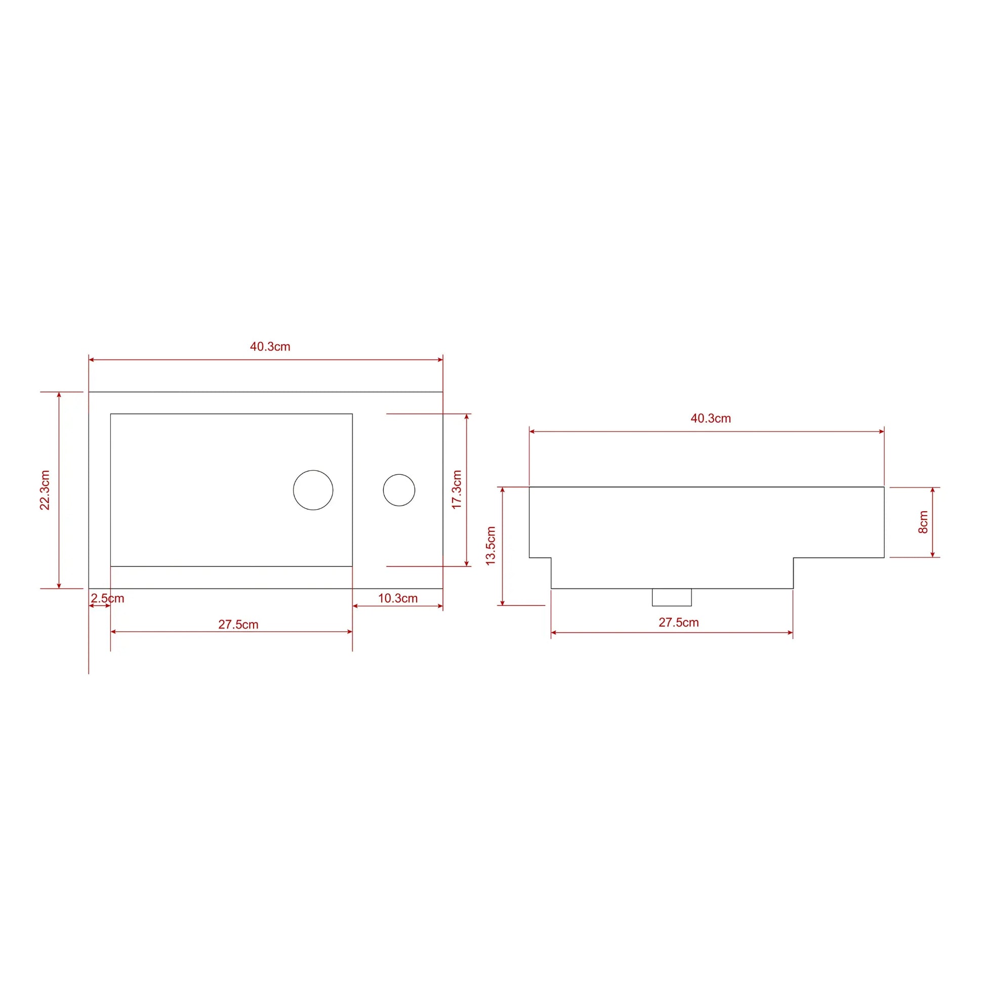Toiletmeubel Vivo - 40cm - Zwart Eiken - Wastafel Wit - WDtegels