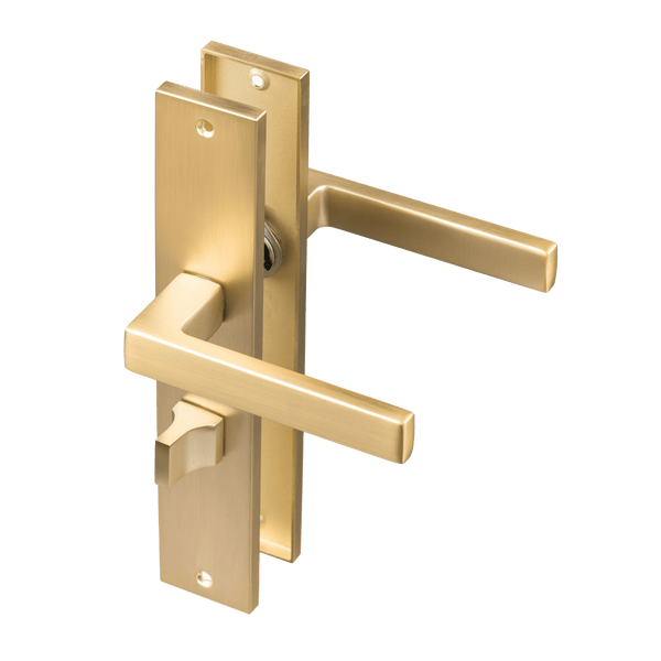Alassio - Gouden WC-slot op Recht Lang Schild - PC 63 mm