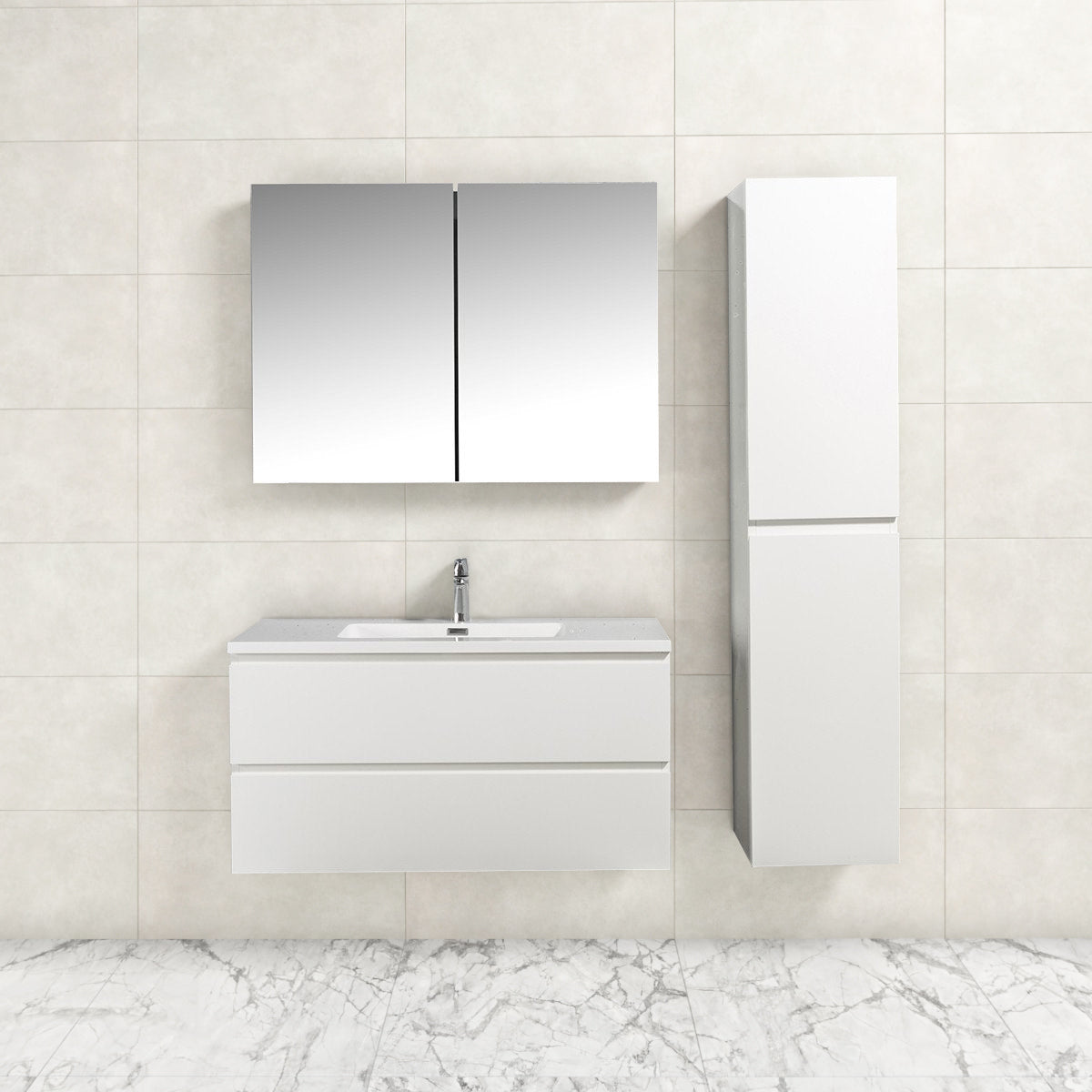 Onderkast badkamermeubel Tieme hoogglans wit 100x50x48cm