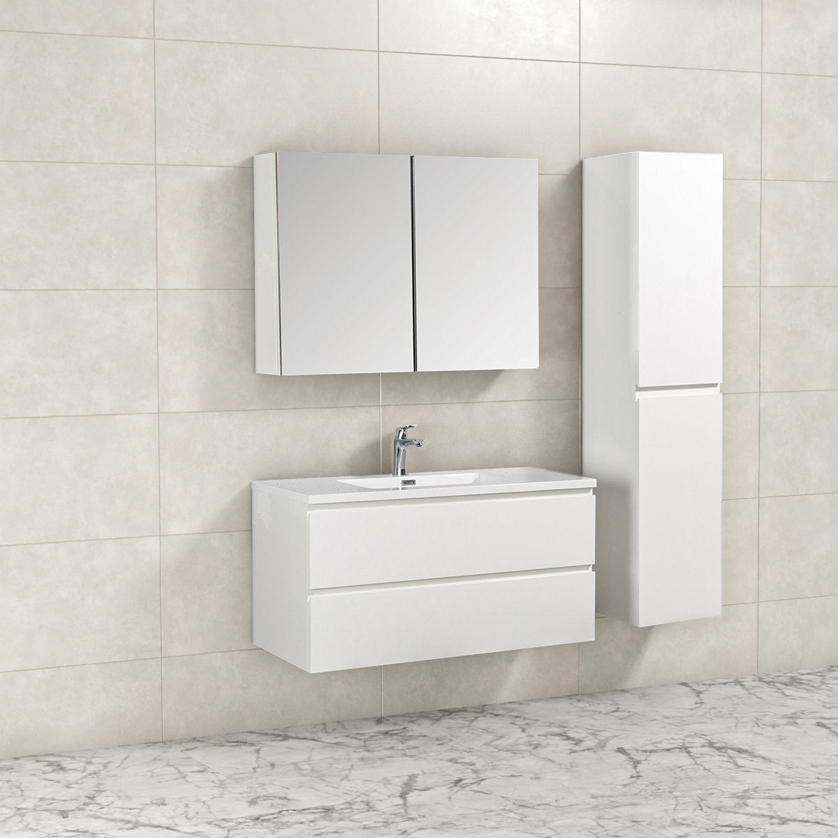 Onderkast badkamermeubel Tieme hoogglans wit 100x50x48cm