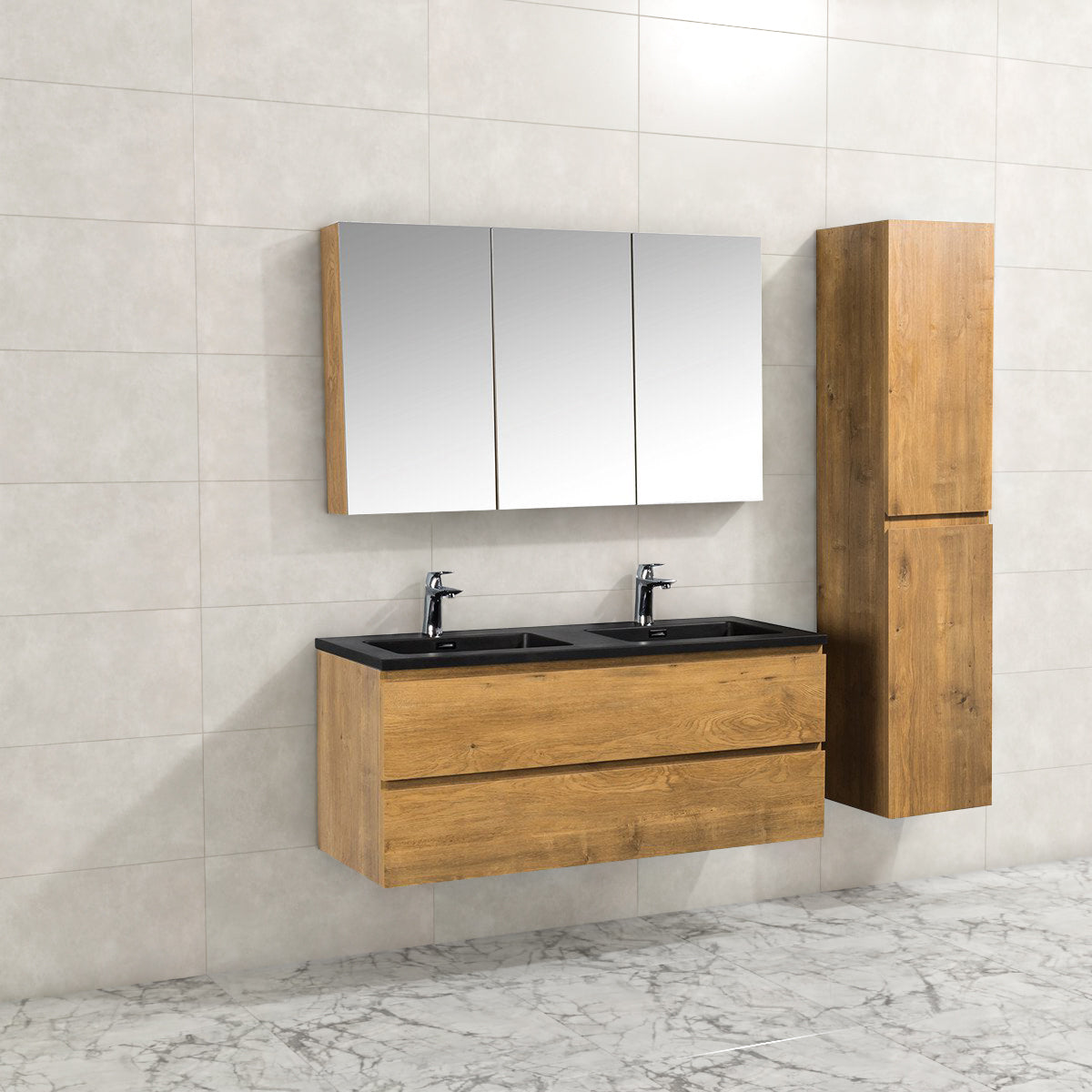 Onderkast badkamermeubel Tieme mat donker eiken 120x50x48cm - WDtegels