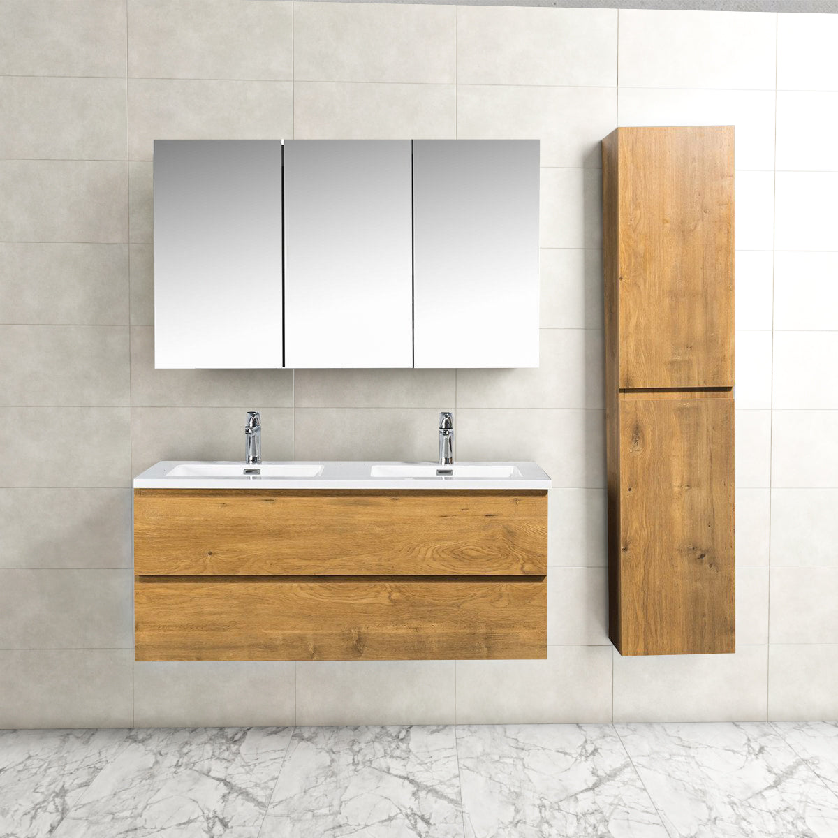 Onderkast badkamermeubel Tieme mat eiken 120x50x48cm - WDtegels