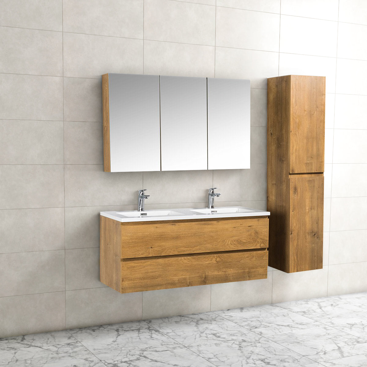 Onderkast badkamermeubel Tieme mat eiken 120x50x48cm - WDtegels