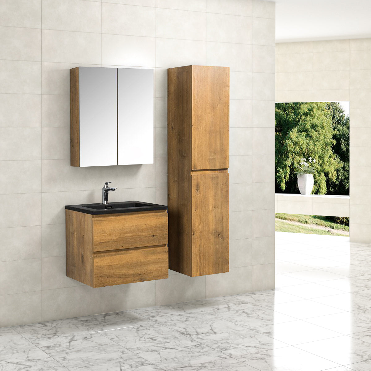 Onderkast badkamermeubel Tieme mat donker eiken 60x50x48cm