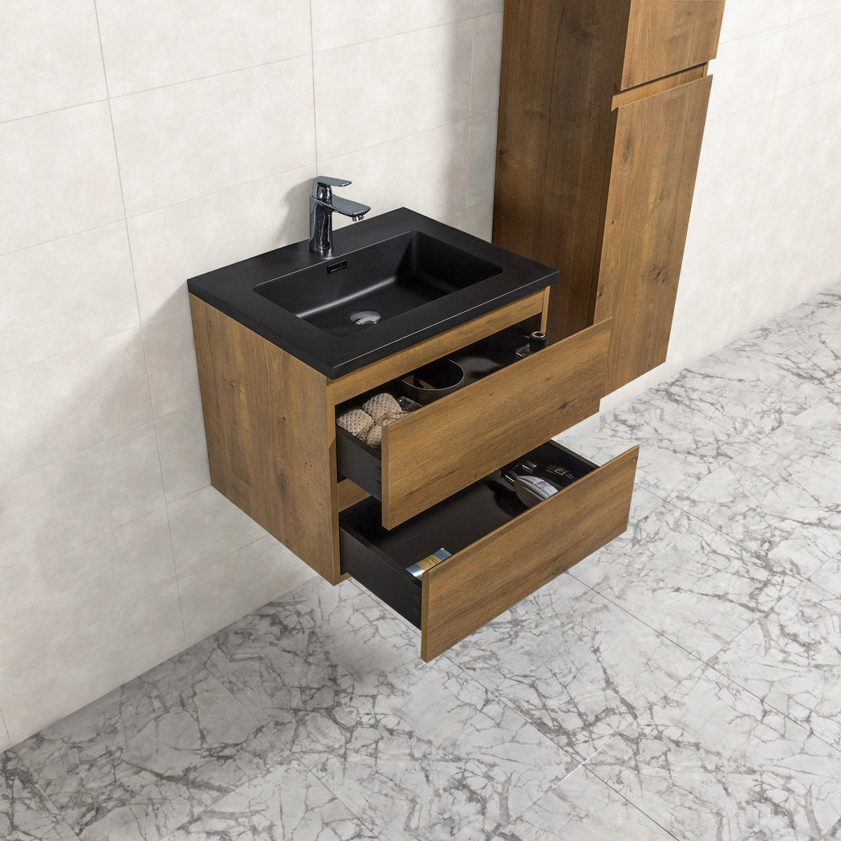 Onderkast badkamermeubel Tieme mat donker eiken 60x50x48cm