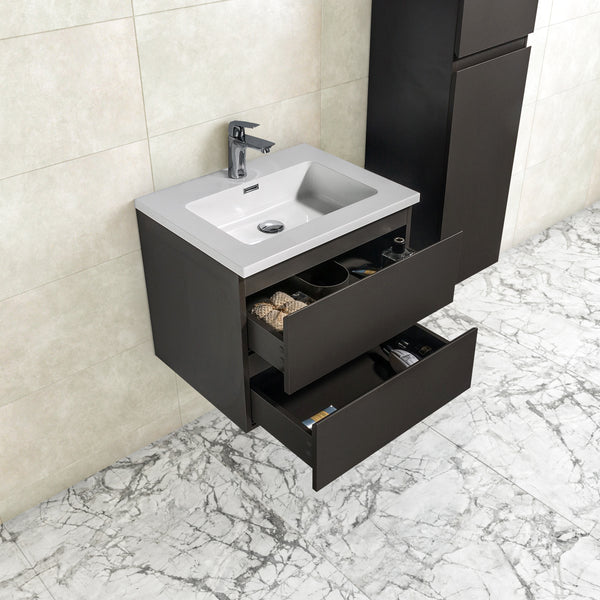 Bathroom furniture Tieme 60x50x48cm + white washbasin - matt grey