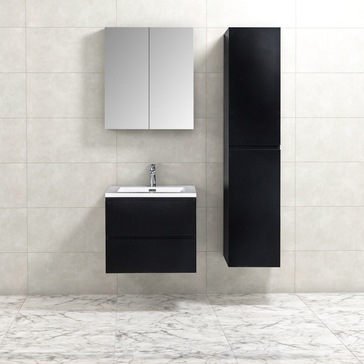 Onderkast badkamermeubel Tieme mat zwart 60x50x48cm