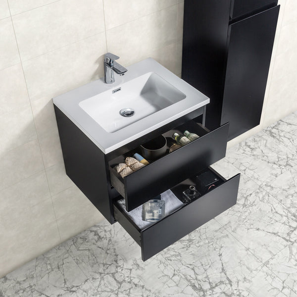 Mueble de baño Tieme 60x50x48cm + lavabo blanco - negro mate