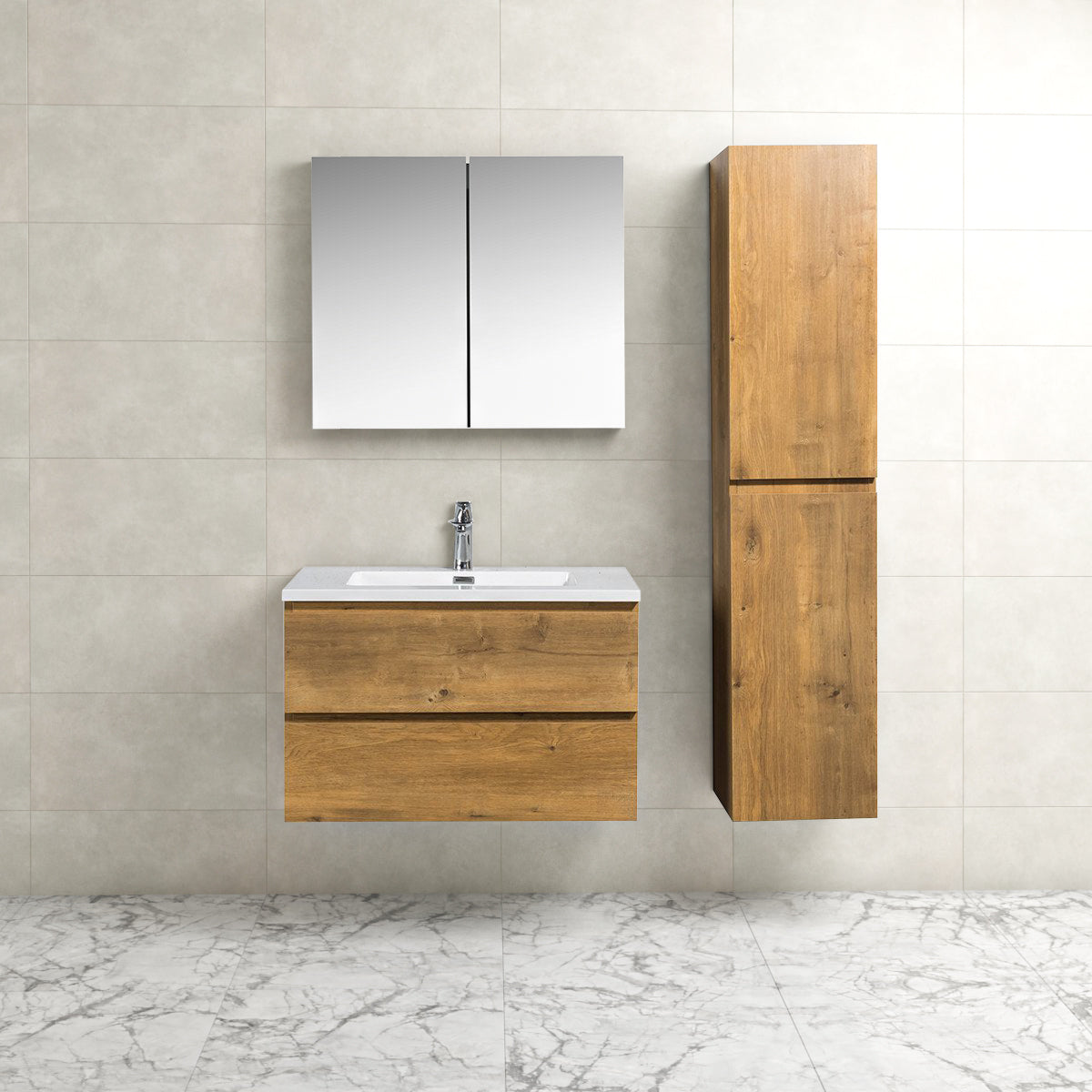 Mueble bajo mueble de baño Tieme roble mate 80x50x48cm