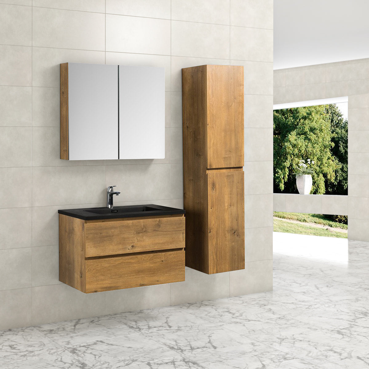 Onderkast badkamermeubel Tieme mat donker eiken 80x50x48cm