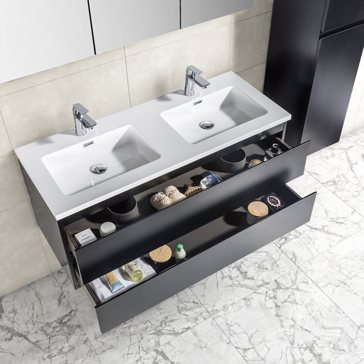 Onderkast badkamermeubel Tieme mat zwart 120x50x48cm