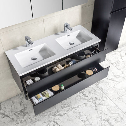 Onderkast badkamermeubel Tieme mat zwart 120x50x48cm