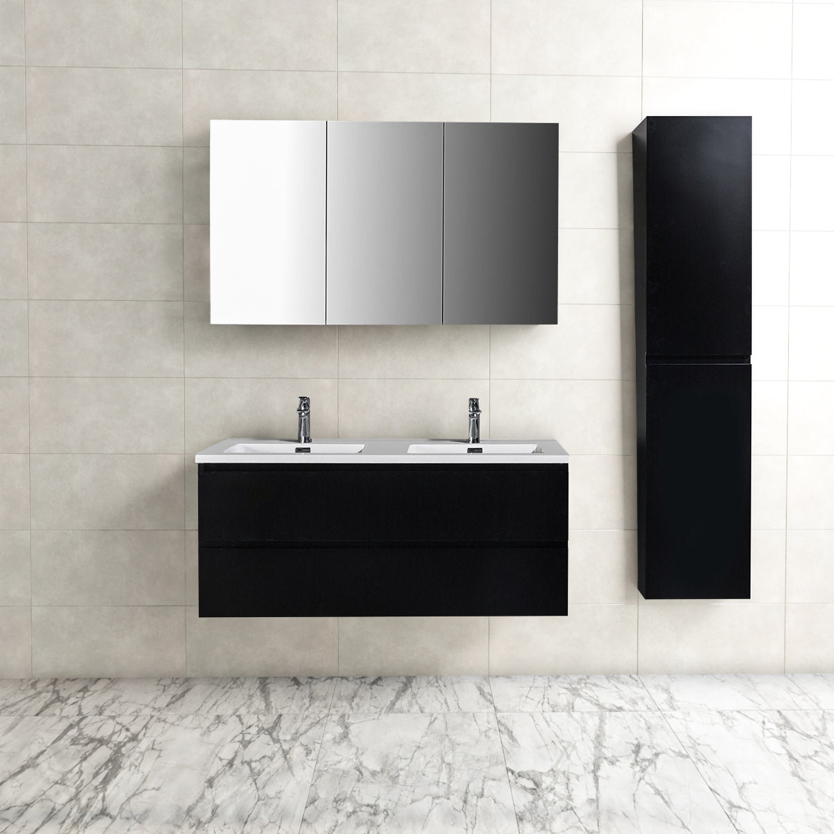 Onderkast badkamermeubel Tieme mat zwart 120x50x48cm