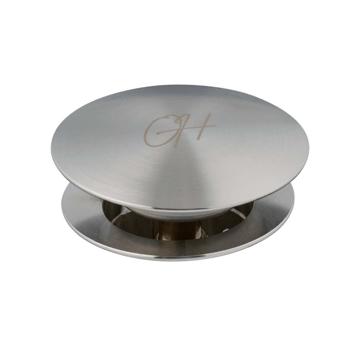 Detail van afvoerplug Flusso in RVS met overloop