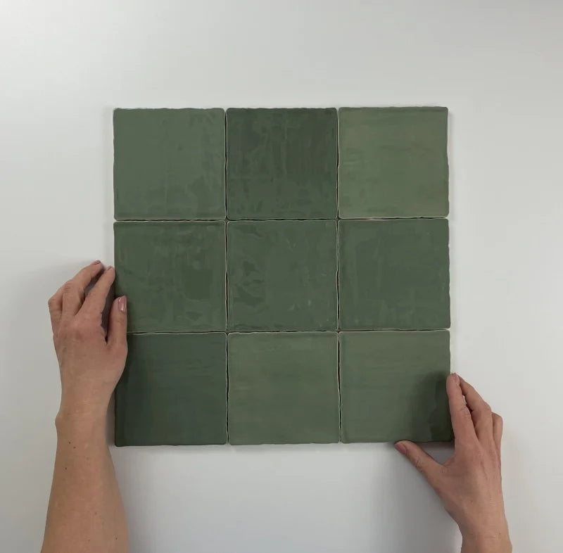 Moos Jade glans handvorm 13x13 - WDtegels