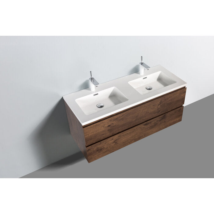 Badkamermeubel Tieme 120x50x48cm + witte wastafel - mat donker eiken - WDtegels