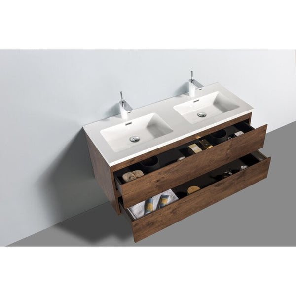 Bathroom furniture Tieme 120x50x48cm + white sink - matt dark oak
