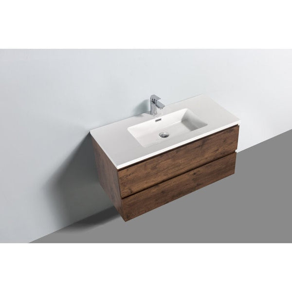 Bathroom furniture Tieme 100x50x48cm + white washbasin - matt dark oak