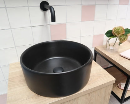 Waskom Opbouw Lorens Cilinder 40x40x15cm Mat Zwart