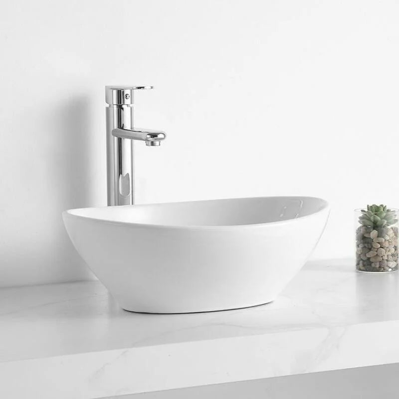 Lorens Oval Washbasin 40x33x14.5cm White