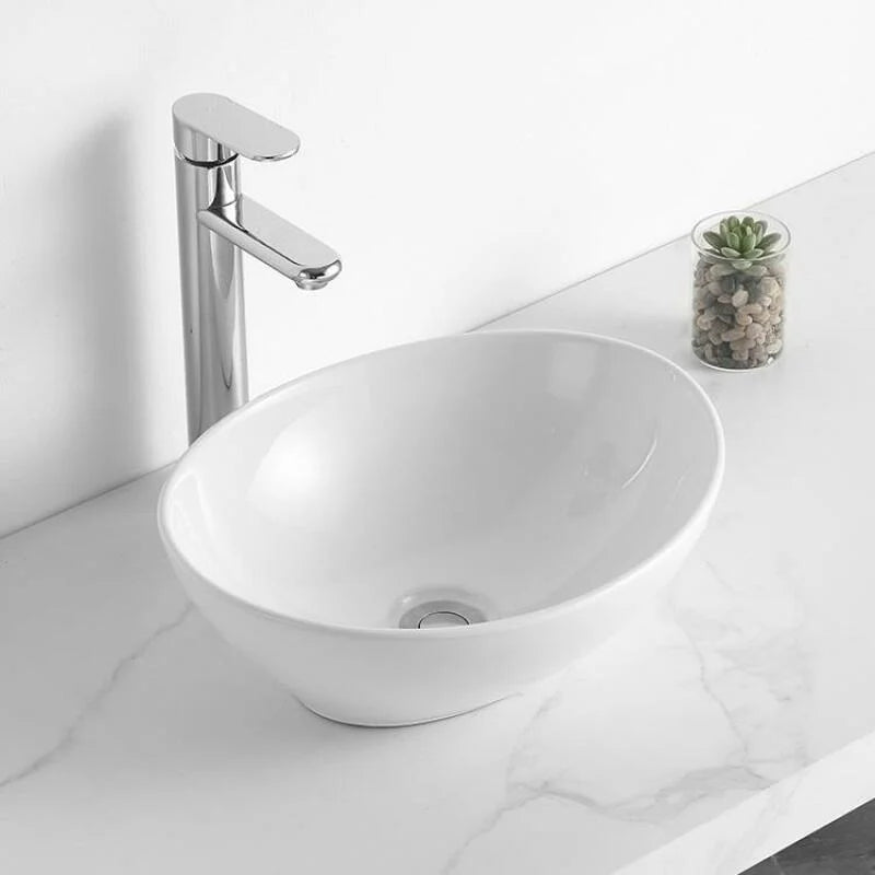 Lorens Oval Washbasin 40x33x14.5cm White