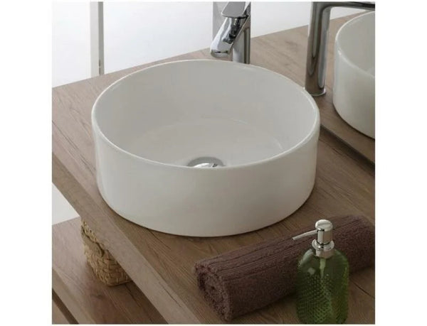 Waskom Opbouw Lorens Cilinder | 40x40x15cm | Wit