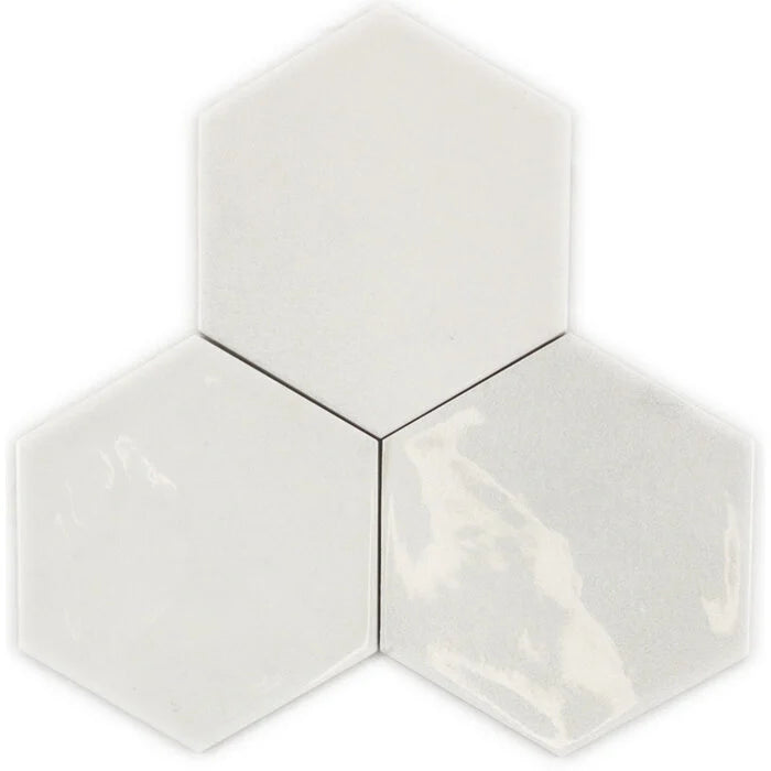 Hexagon Moon White glans 16x18 - WDtegels