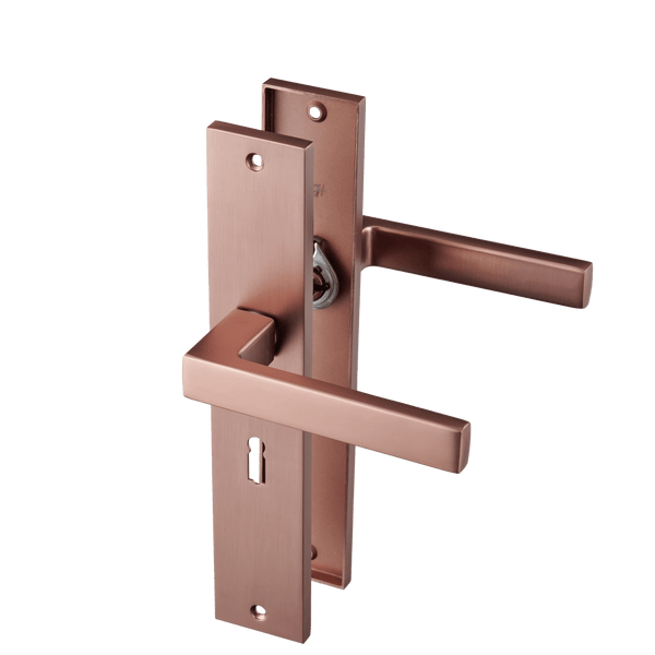 Collodi - Koperen Deurbeslag Met Sleutelgat – Recht Lang Schild – PC56 mm