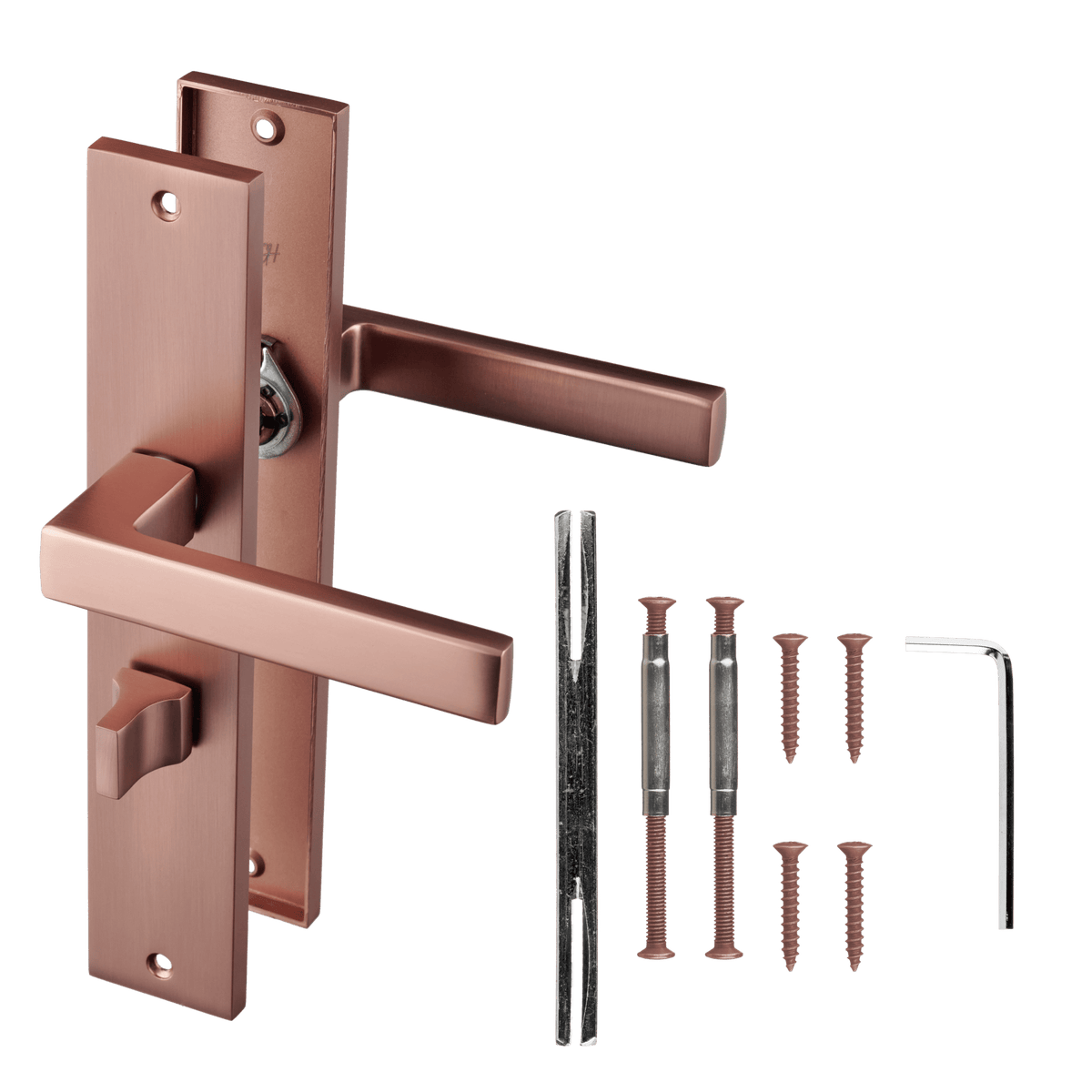 Deurklink Collodi in koper met WC-sluiting 63 mm met bevestigingsmateriaal