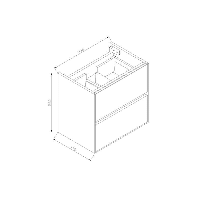 Badmeubel Compact Stone Greeploos 60 Hoogglans Wit