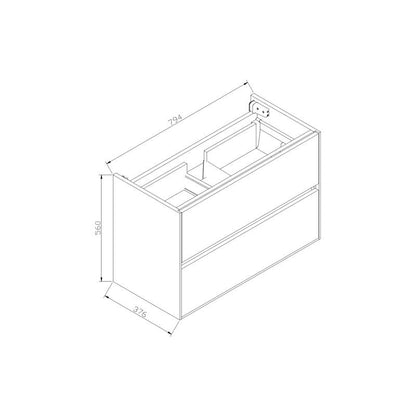 Badmeubel Compact Stone Greeploos 80 Hoogglans Wit