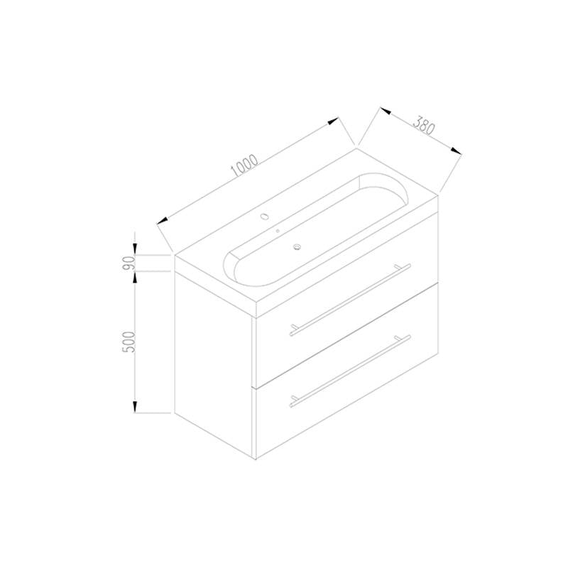 Badmeubel Compact Line 100 Hoogglans Wit - WDtegels