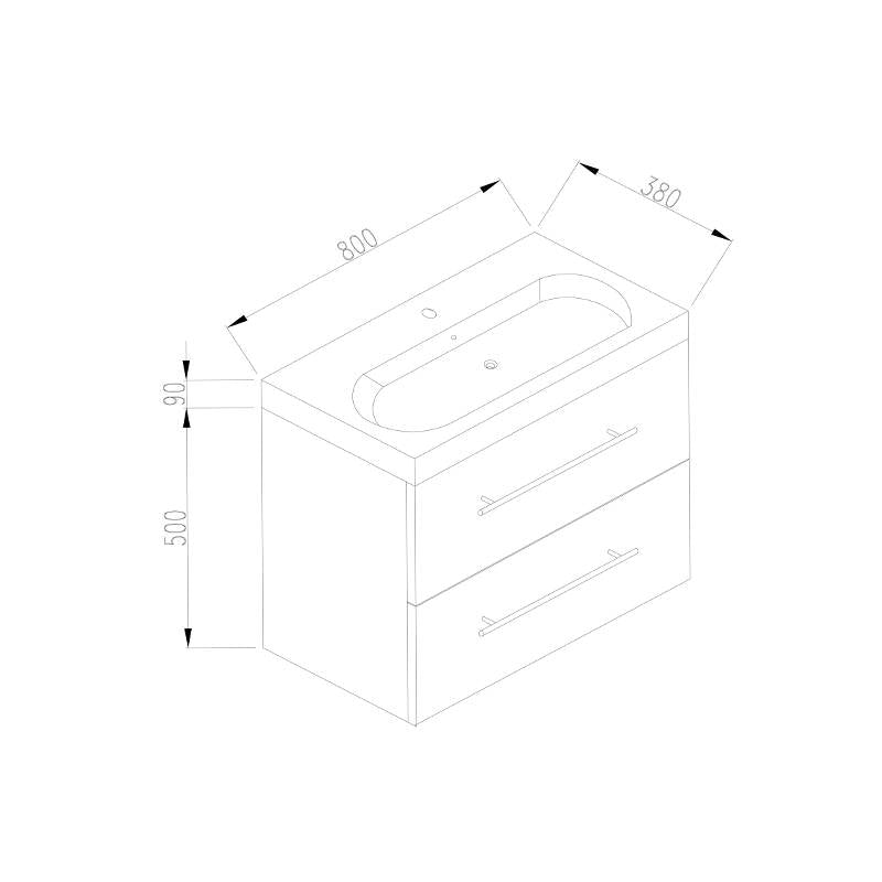 Badmeubel Compact Line 80 Hoogglans Wit - WDtegels