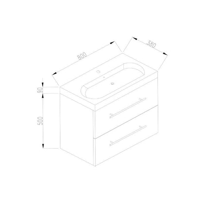 Badmeubel Compact Line 80 Hoogglans Wit - WDtegels