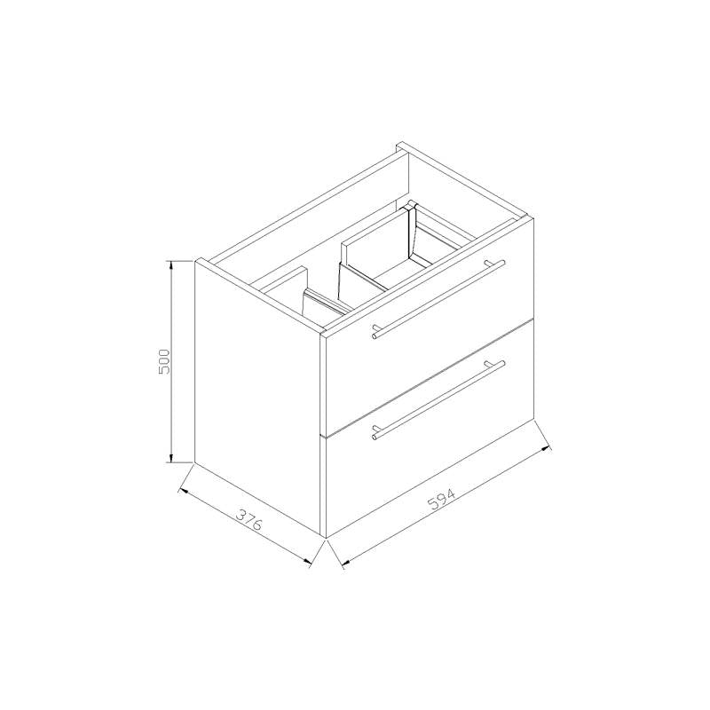 Badmeubel Compact Stone 60 Hoogglans Wit - WDtegels