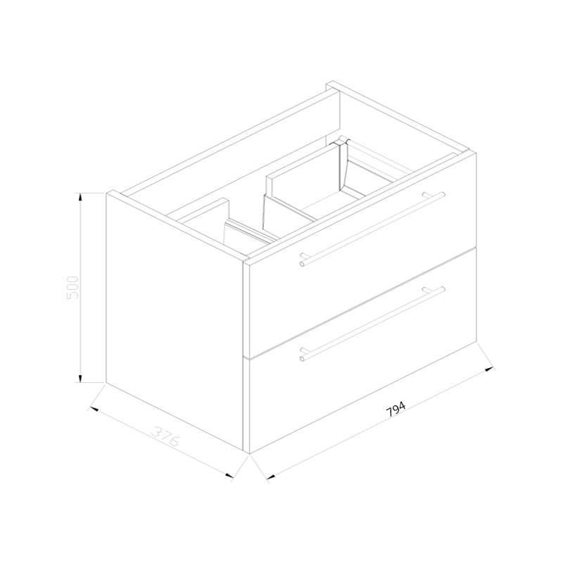 Badmeubel Compact Stone 80 Hoogglans Antraciet - WDtegels
