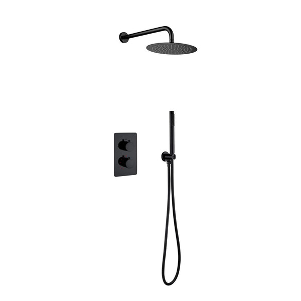 Aloni Built-in Thermostatic Shower Set | Ø25cm | Rain Shower Head | Matte Black