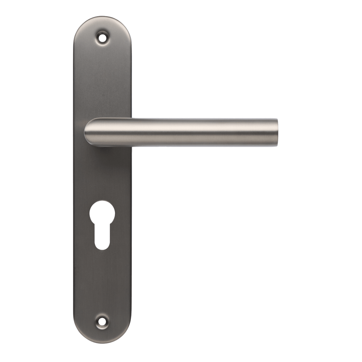 Deurklink Torino in gun metal met cilindergat 55 mm