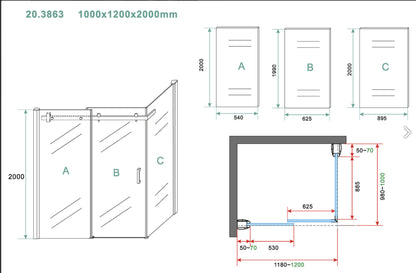 Shower cabin Wiesbaden Pared 140x90x200cm 1 sliding door 8mm clear glass with nano